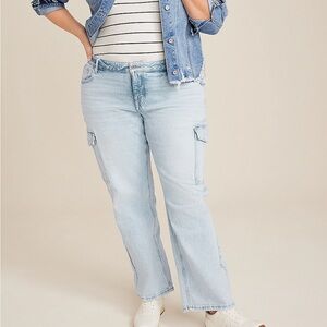 Maurices Edgely Mid Rise Relaxed Boyfriend Straight Cargo Jeans - 22W
